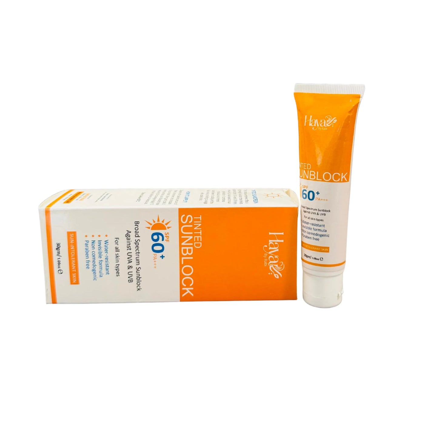Haya Tinted Sunblock SPF 60+ | Natural Tint | Broad Spectrum UV Protection | Lightweight & Non-Greasy