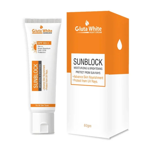 Gluta White SunBlock SPF 60 | Moisturizing & Brightening Sunscreen for All Skin Types