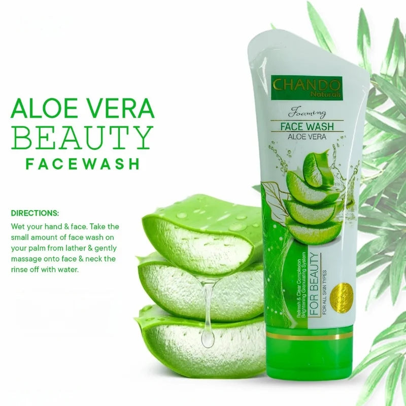 Face Wash | Chando Naturals Aloe Vera Beauty Face Wash 100ml Gentle Hydrating Cleanser for Sensitive Skin