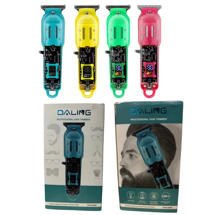 Daling Transparent LCD Electric Hair Trimmer | USB Rechargeable | Professional Grooming | FR-D-8268